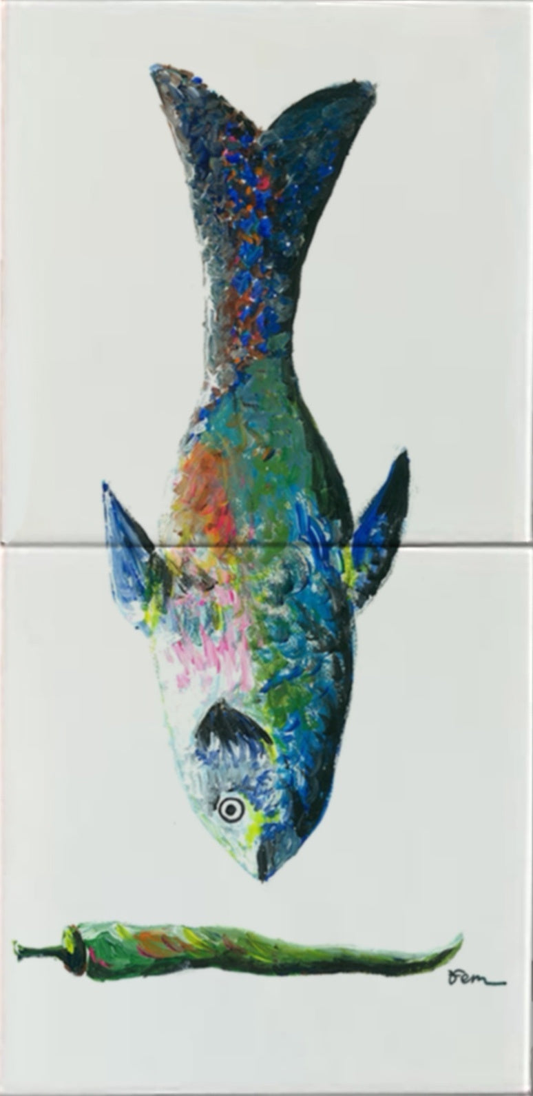 Tegeltableau Vis Blauw