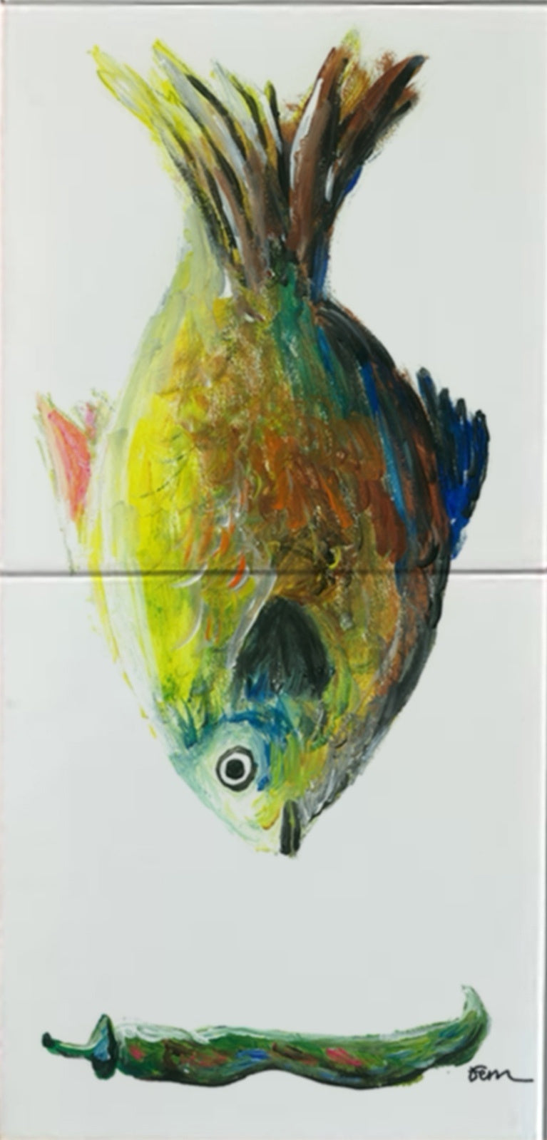 Tegeltableau Vis Groen