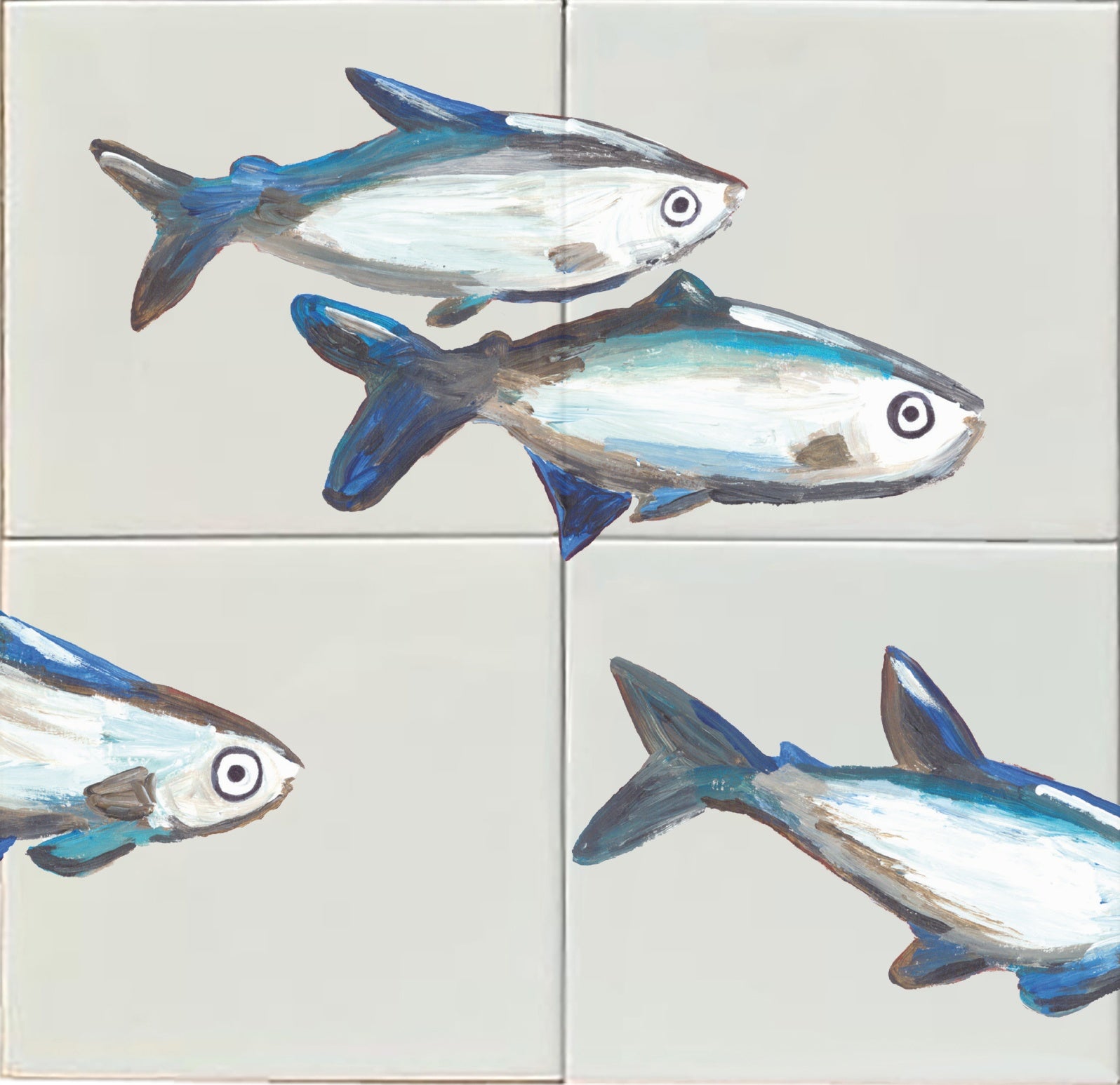 Tegeltableau Vissen Blauw
