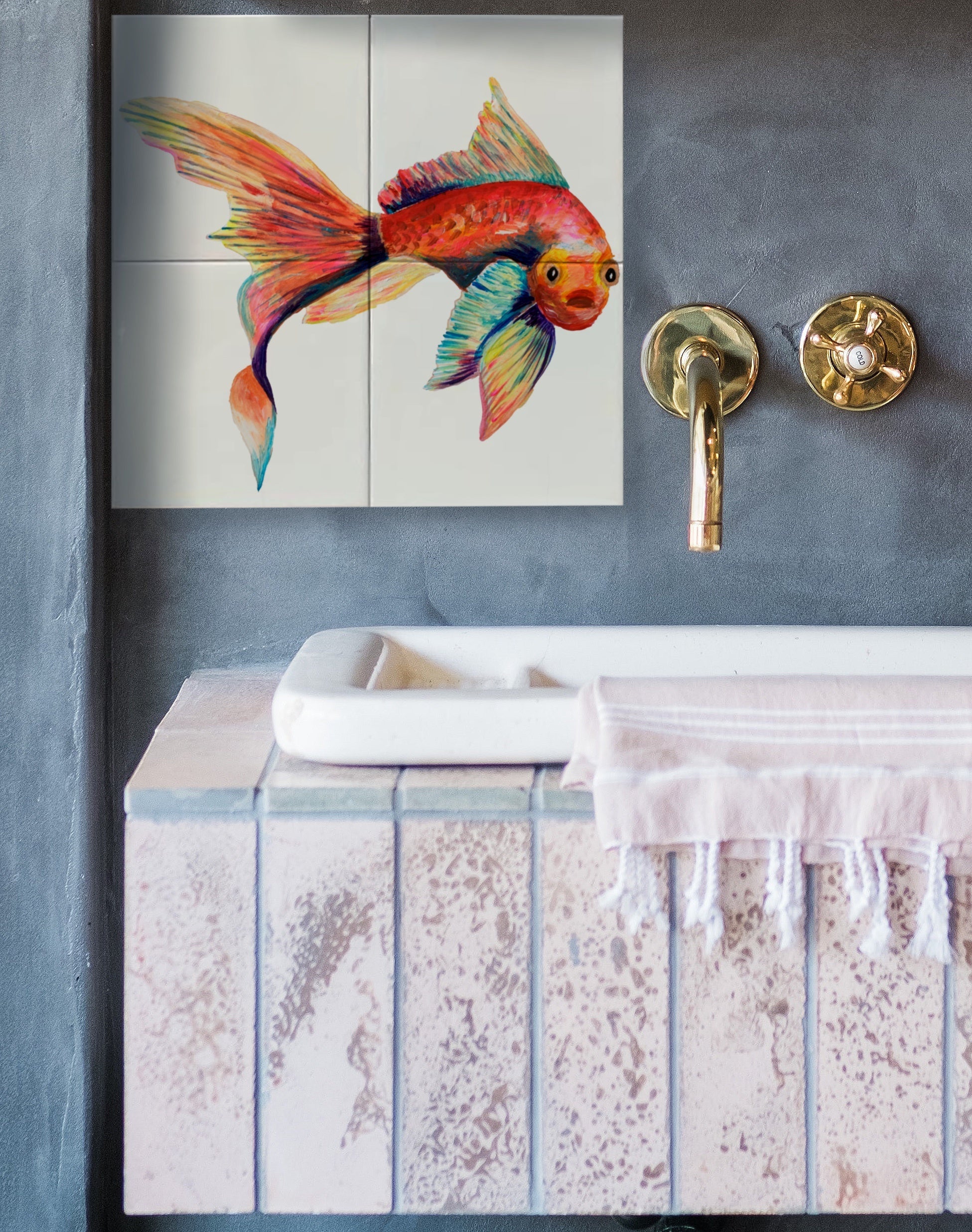 Tegeltableau Funky Fish Klein