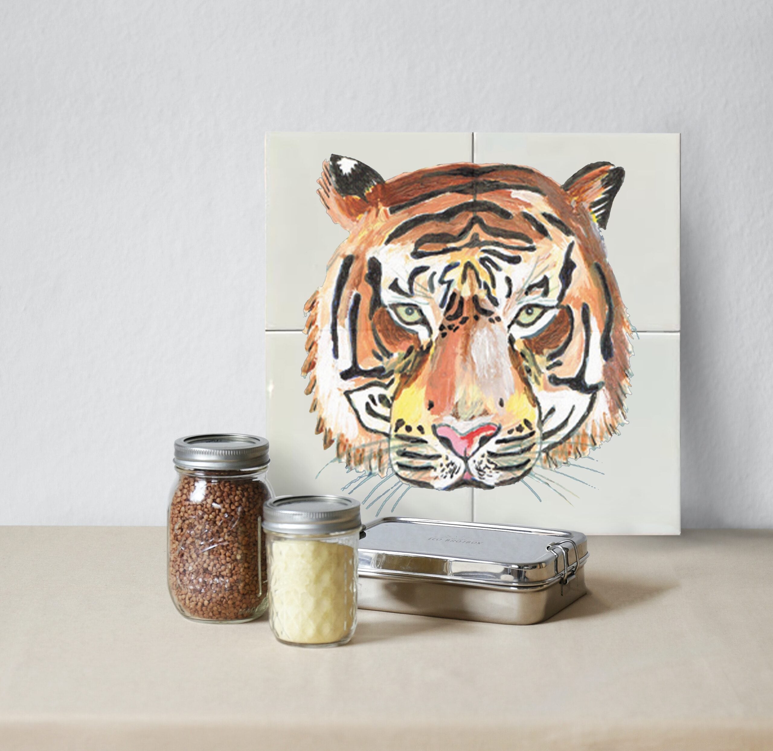 Tegeltableau Tijger Hoofd