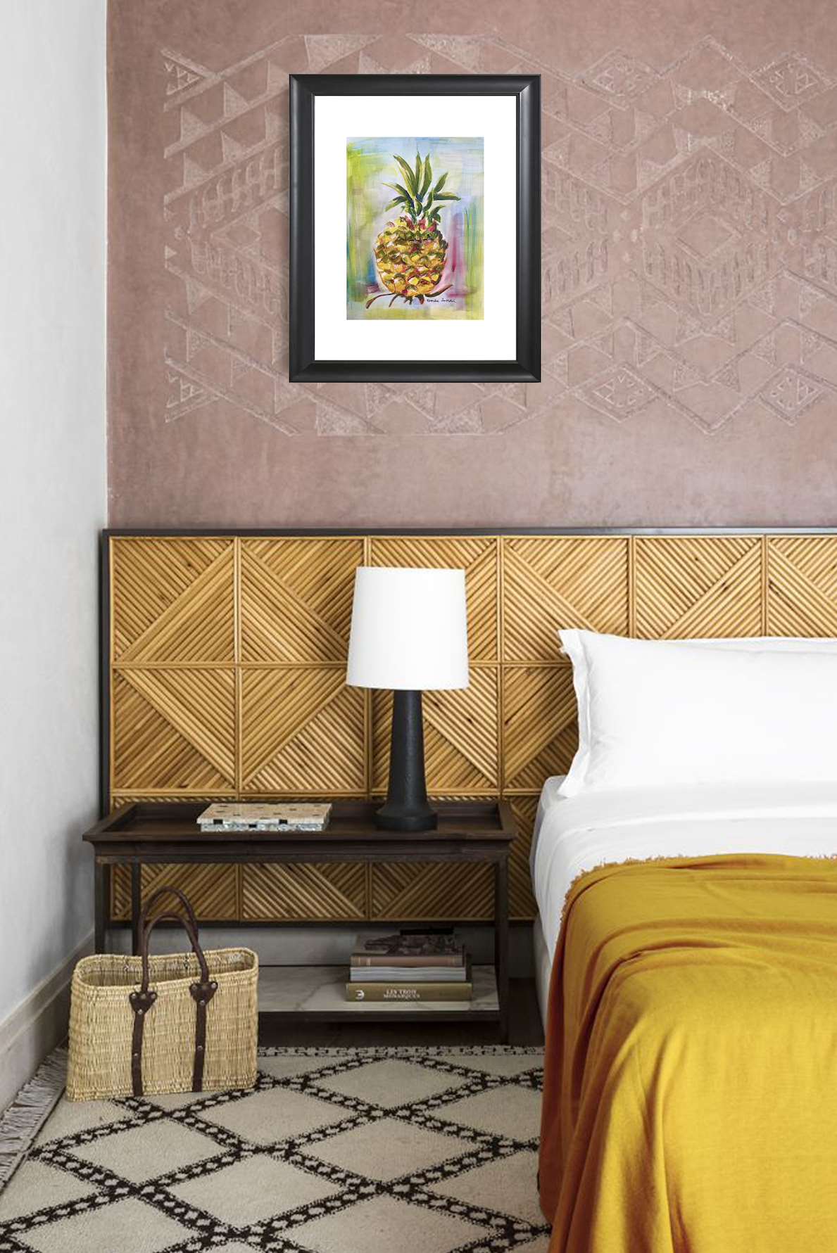 Art print pineapple neon abstract