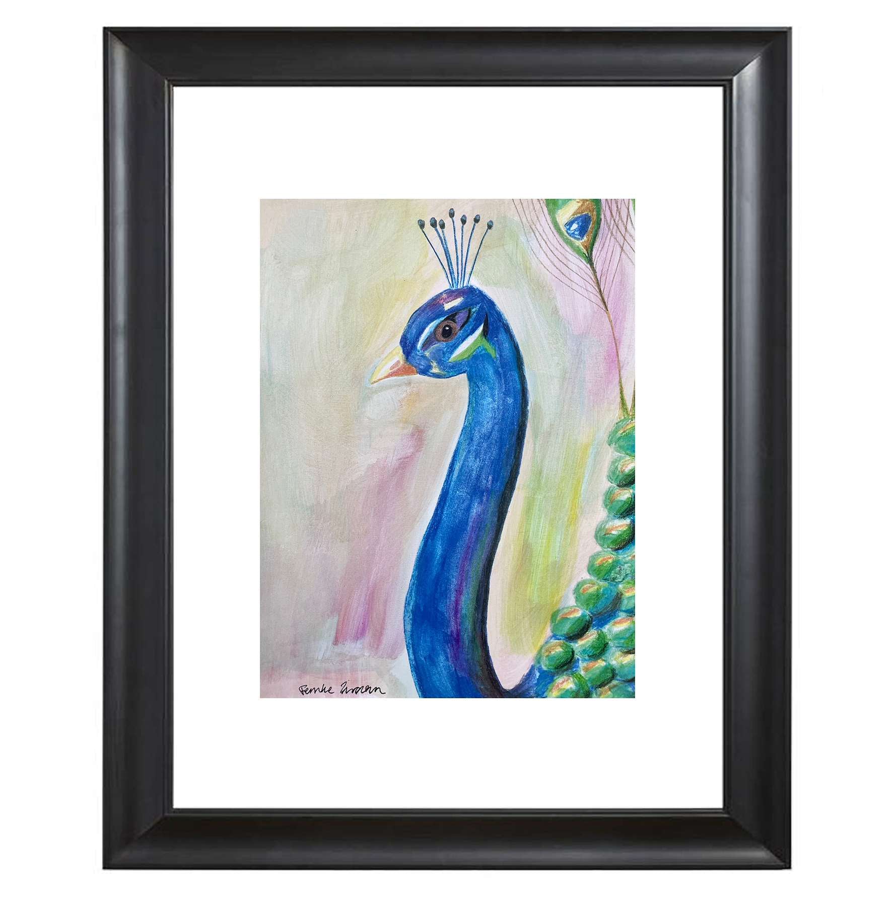 Art print peacock funky neon