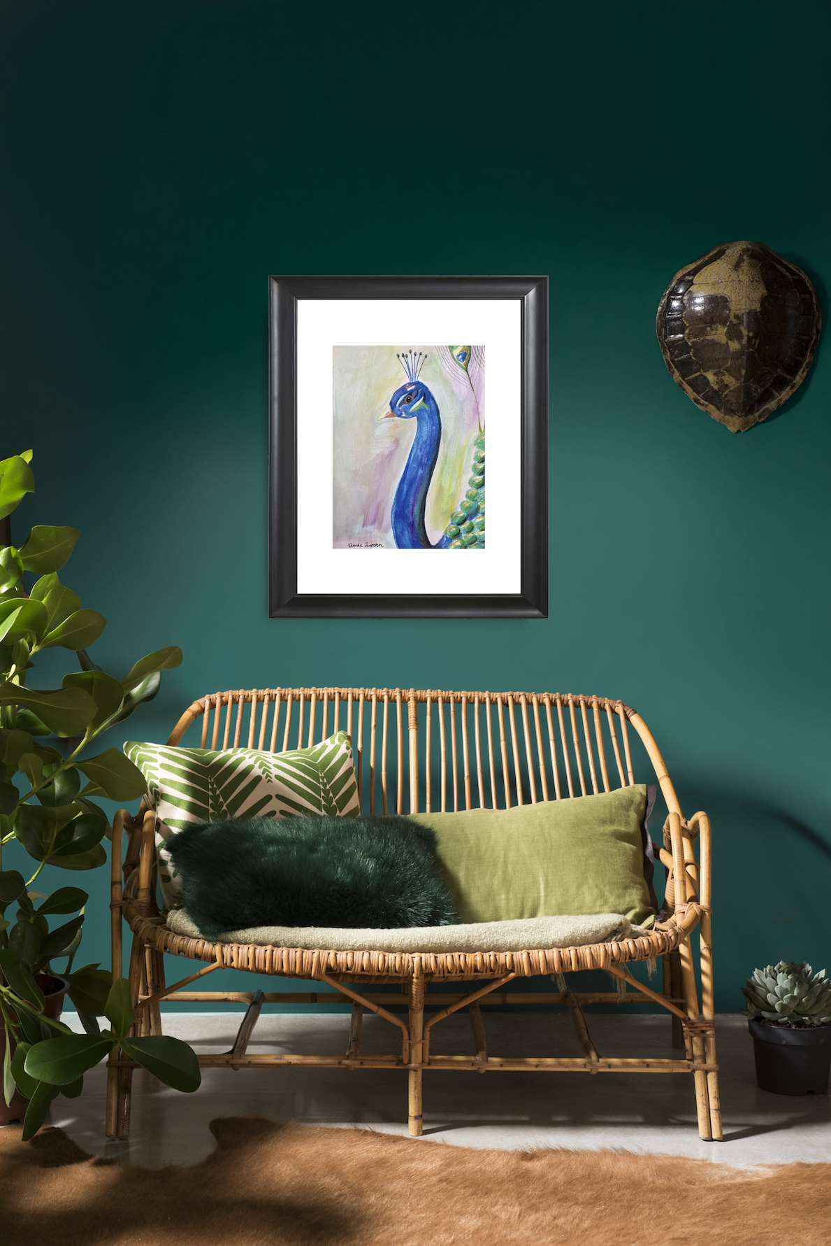 Art print peacock funky neon