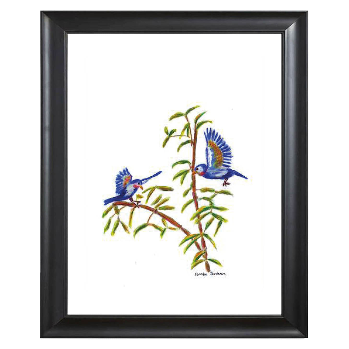 Art print blue birds
